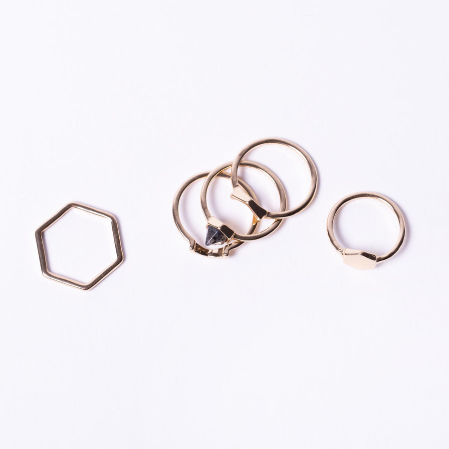 Hexagon Labradorite Ring Pack